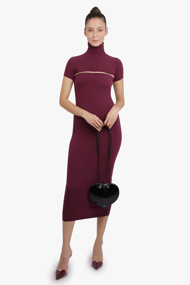 high neck cut out midi dress BIRDS OF PARADISE