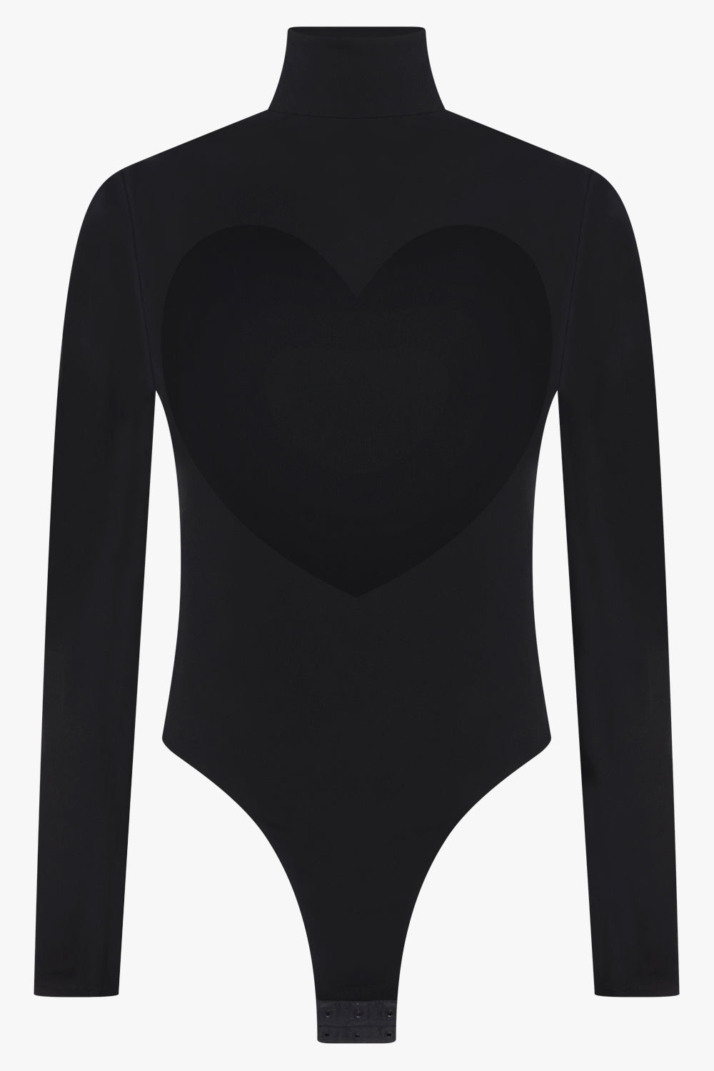 ALAIA RTW High-Neck L/S Heart Bodysuit Top | Black