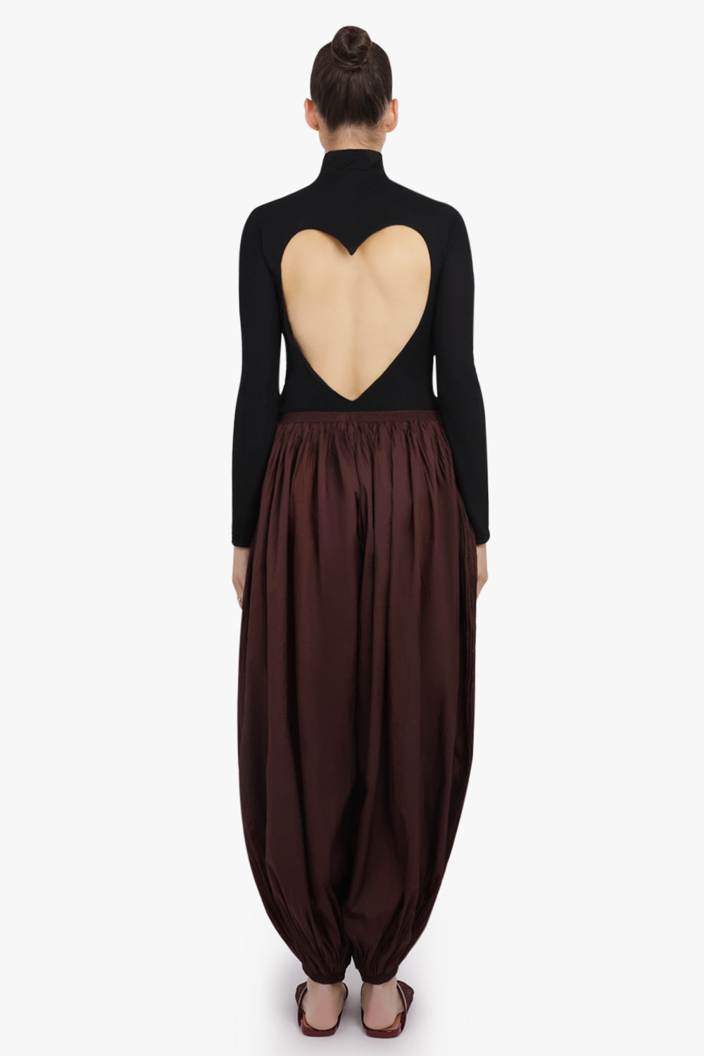 ALAIA RTW High-Neck L/S Heart Bodysuit Top | Black