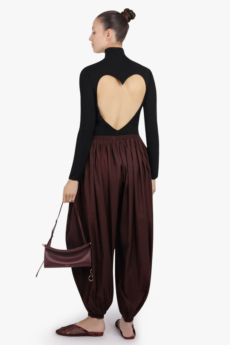 ALAIA RTW High-Neck L/S Heart Bodysuit Top | Black