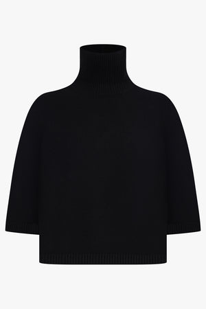 ALAIA RTW High-Neck S/S Cropped Knit | Black