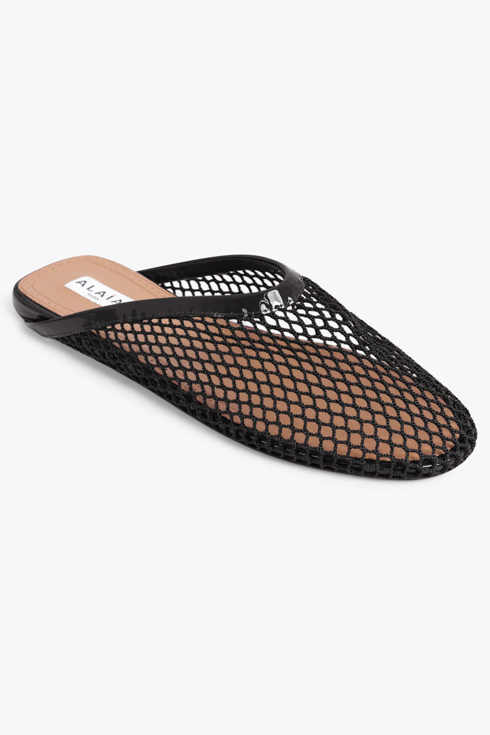 ALAIA SHOES Fishnet Flat Slide | Black