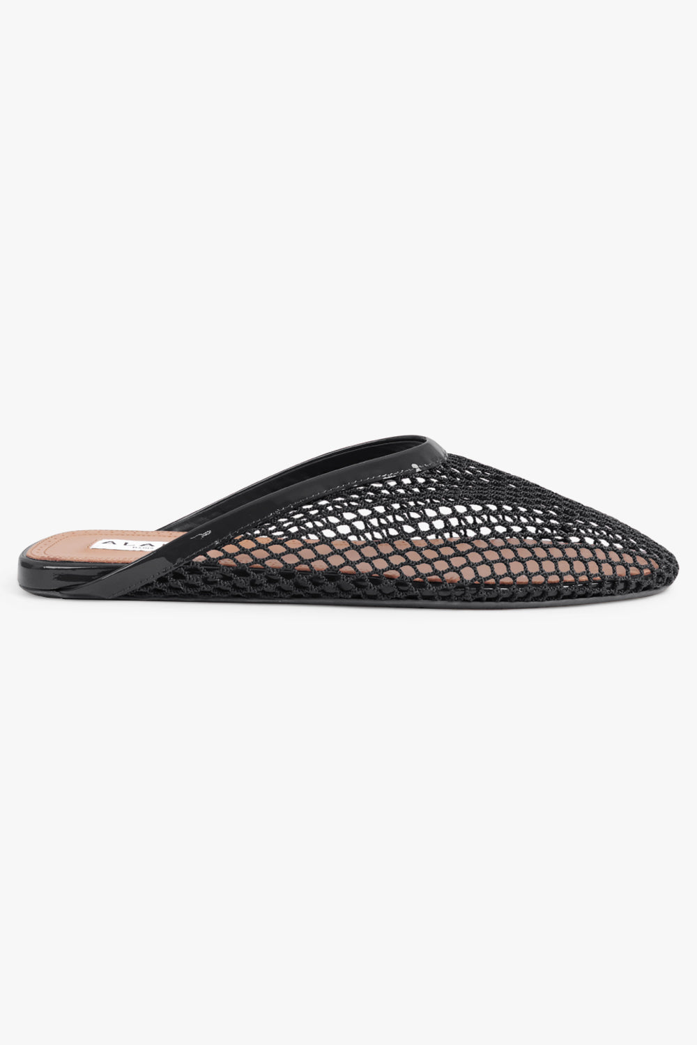 ALAIA SHOES Fishnet Flat Slide | Black