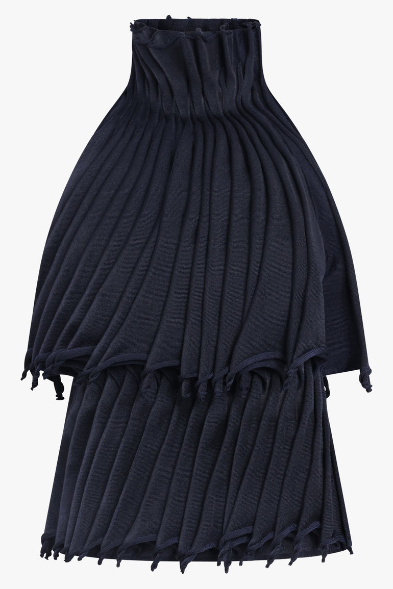 ALAIA RTW Layered Sleeveless 3D Pleat Top | Midnight