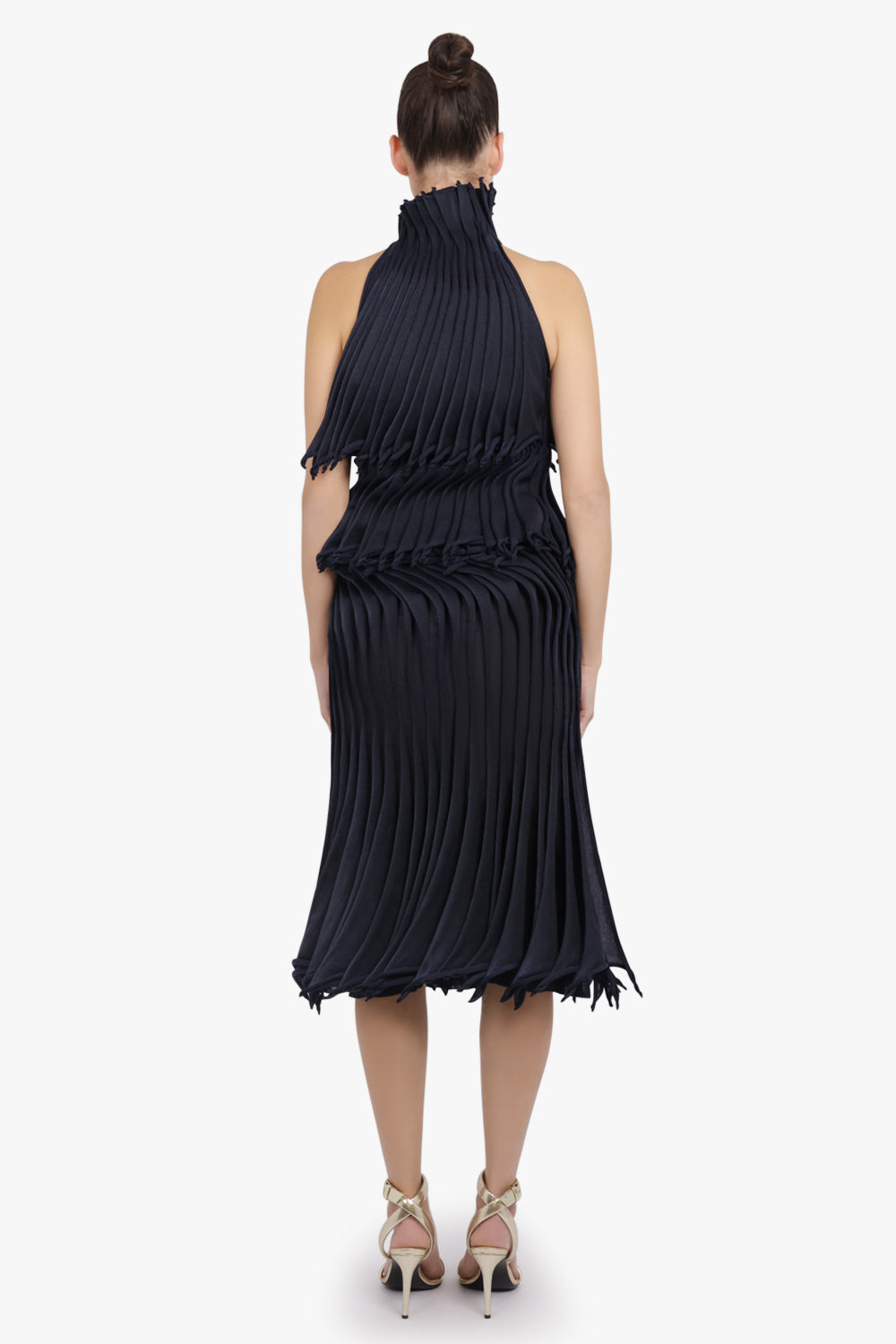 ALAIA RTW Layered Sleeveless 3D Pleat Top | Midnight