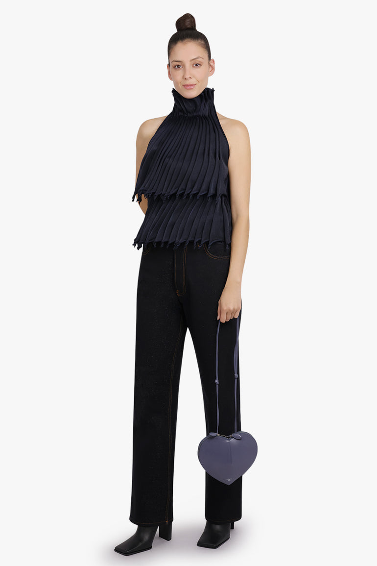 ALAIA RTW Stretch Belt Low-Waist Loose Denim Pants | Black