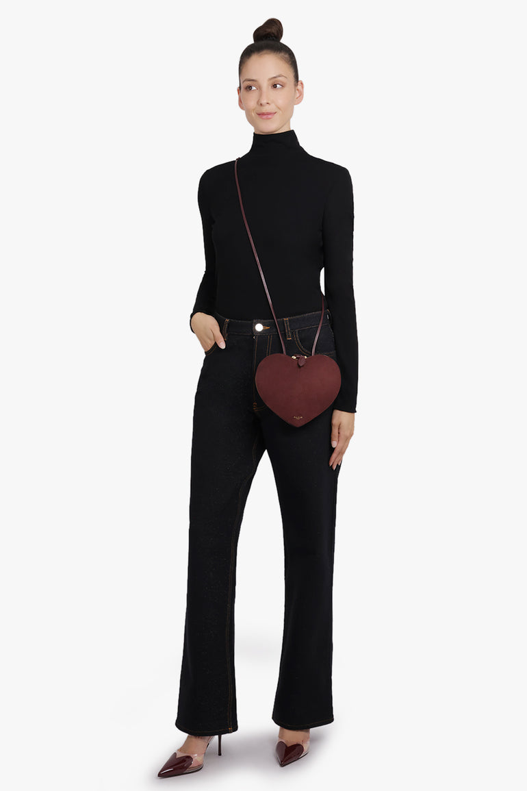 ALAIA BAGS BURGUNDY / Garnet Red Le Coeur Suede Heart Shaped Bag | Garnet Red