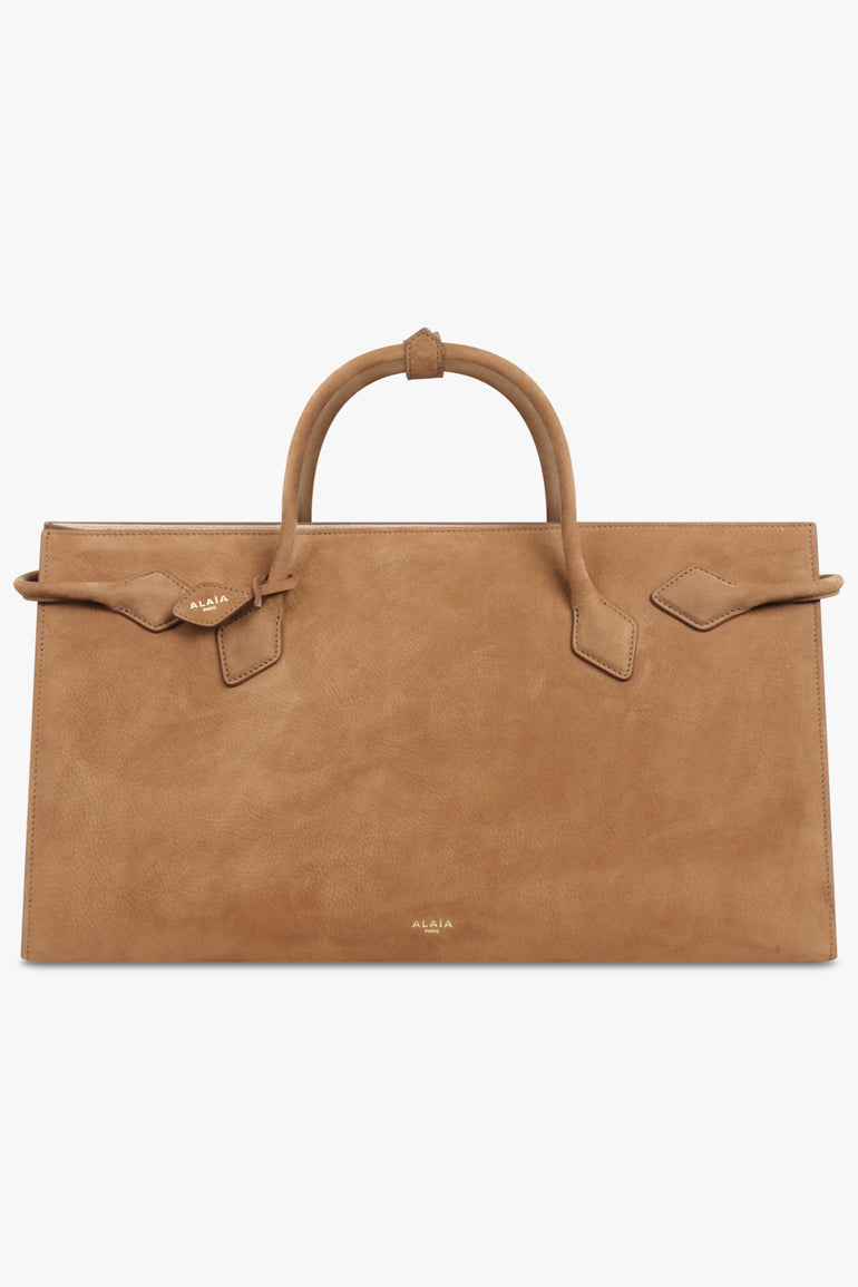 ALAIA BAGS BROWN / Shadow Brown Le Teckel E/W Nubuck Tote Bag | Shadow Brown