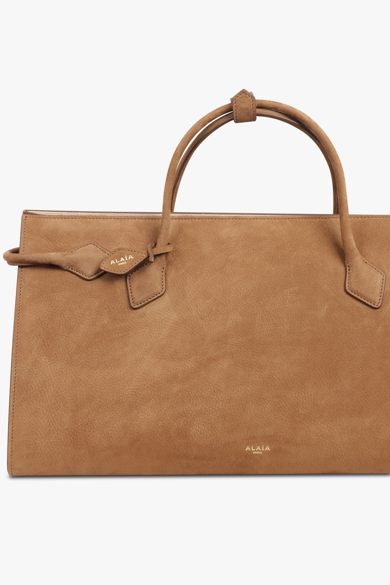 ALAIA BAGS BROWN / Shadow Brown Le Teckel E/W Nubuck Tote Bag | Shadow Brown