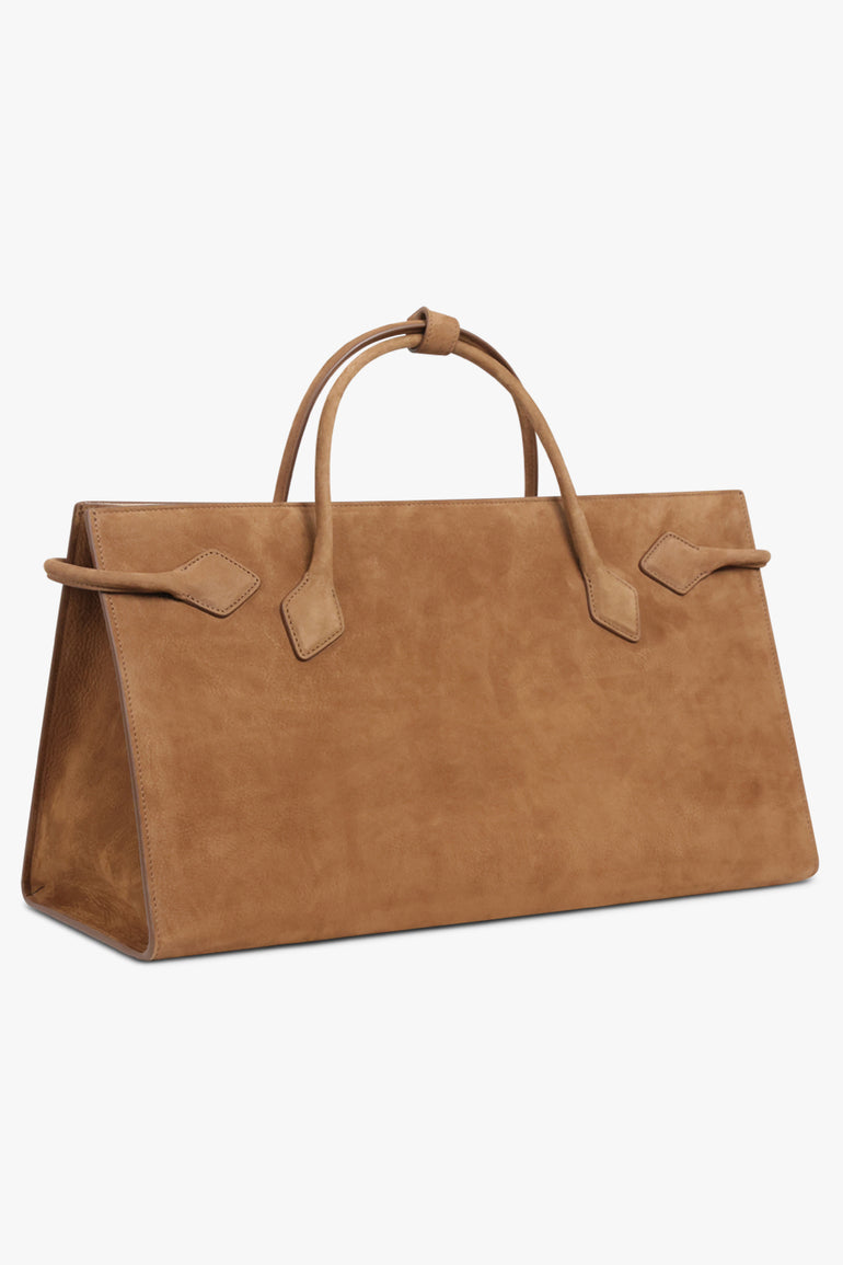ALAIA BAGS BROWN / Shadow Brown Le Teckel E/W Nubuck Tote Bag | Shadow Brown