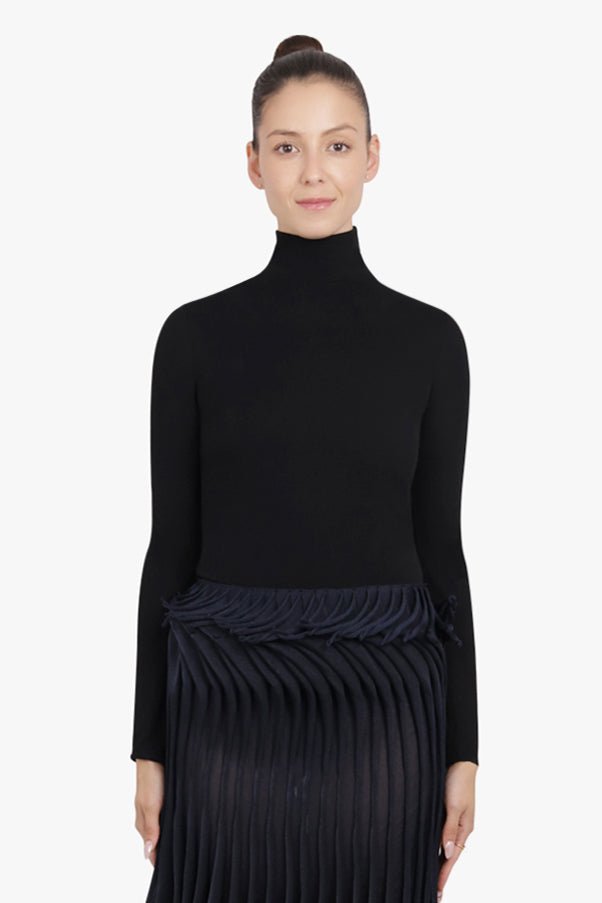 ALAIA RTW High-Neck L/S Heart Bodysuit Top | Black