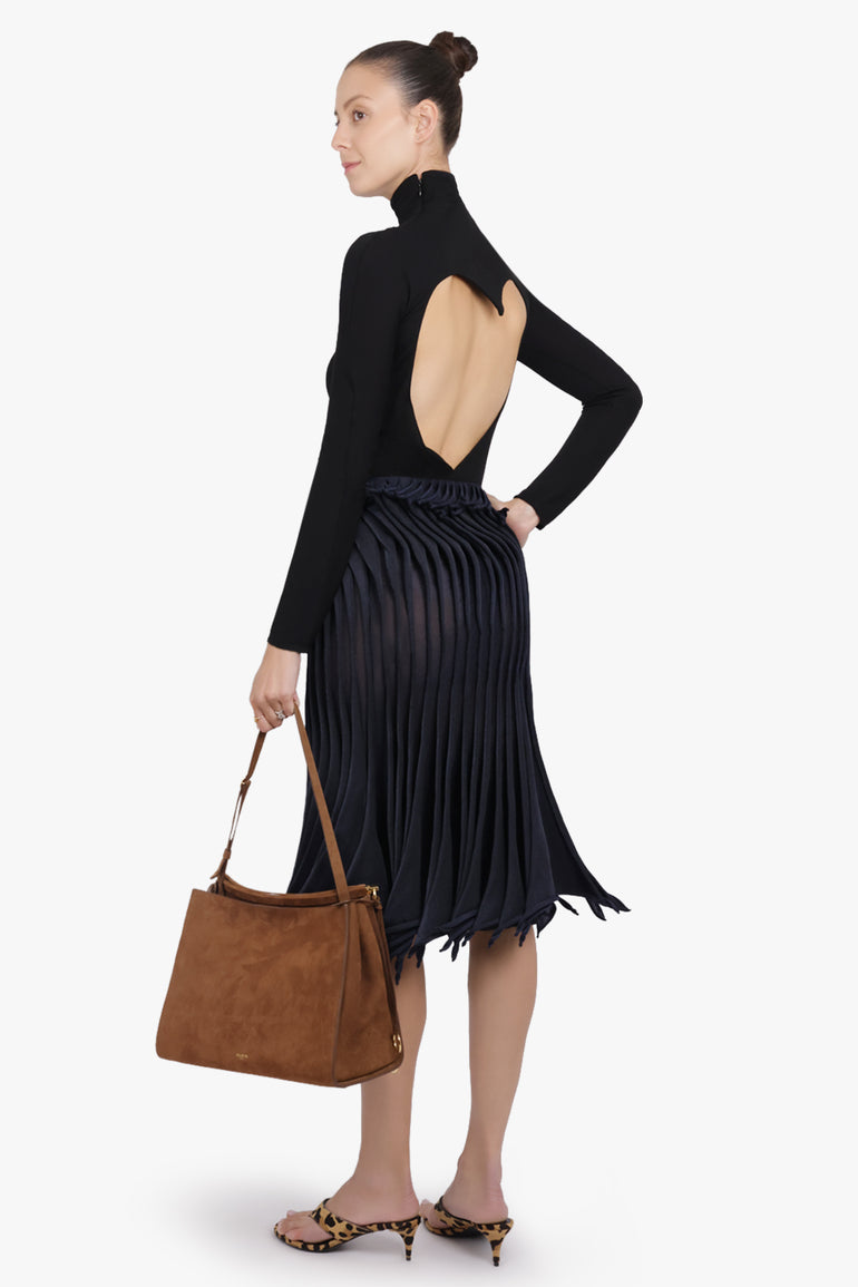 ALAIA RTW High-Neck L/S Heart Bodysuit Top | Black