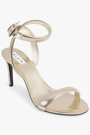 ALAIA SHOES Ankle Strap 90mm Stiletto Sandal | Soft Gold