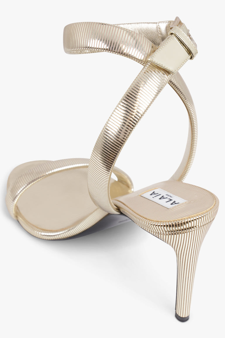 ALAIA SHOES Ankle Strap 90mm Stiletto Sandal | Soft Gold