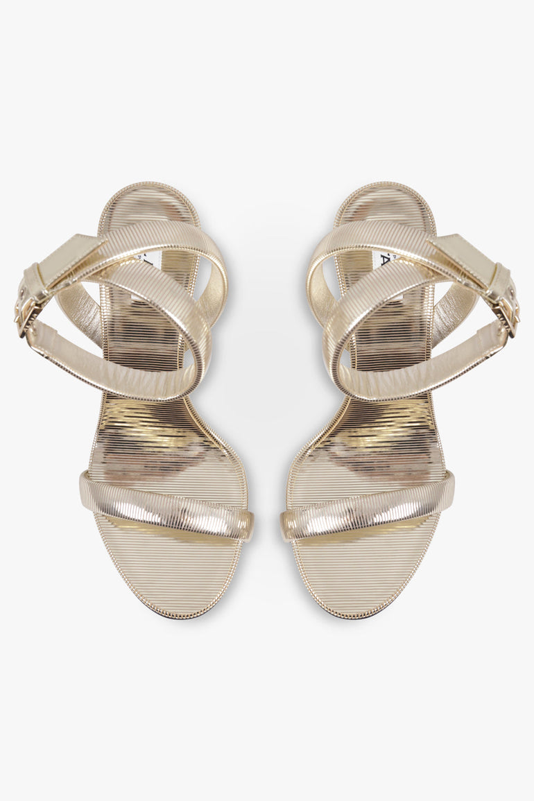 ALAIA SHOES Ankle Strap 90mm Stiletto Sandal | Soft Gold