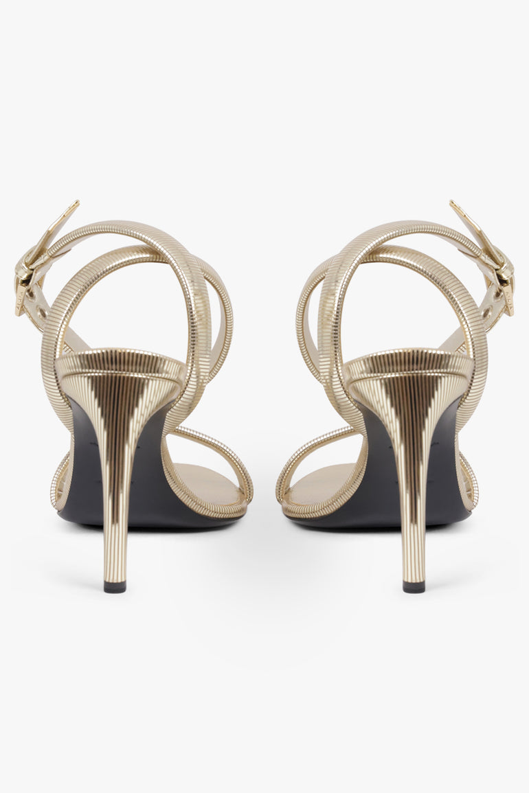 ALAIA SHOES Ankle Strap 90mm Stiletto Sandal | Soft Gold