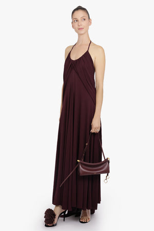 ALAIA RTW Scoop Neck Cross Dress | Bordeaux
