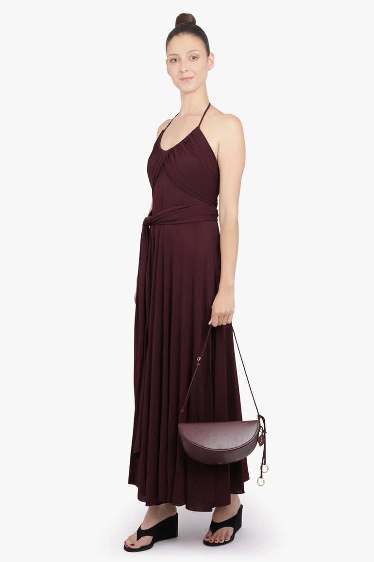 ALAIA RTW Scoop Neck Cross Dress | Bordeaux