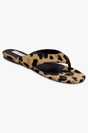 Leopard Thong Flat Mule | Sepia Brown