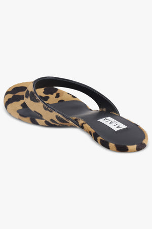 Leopard Thong Flat Mule | Sepia Brown