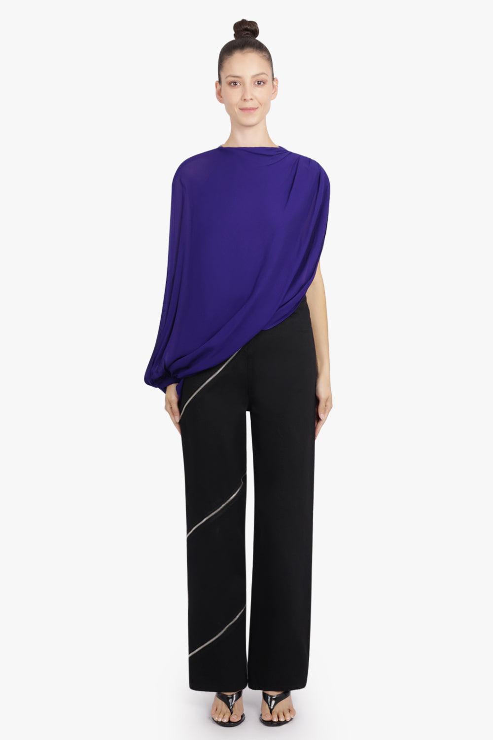 ALAIA RTW Asymmetric Drape Balloon Top | Purple