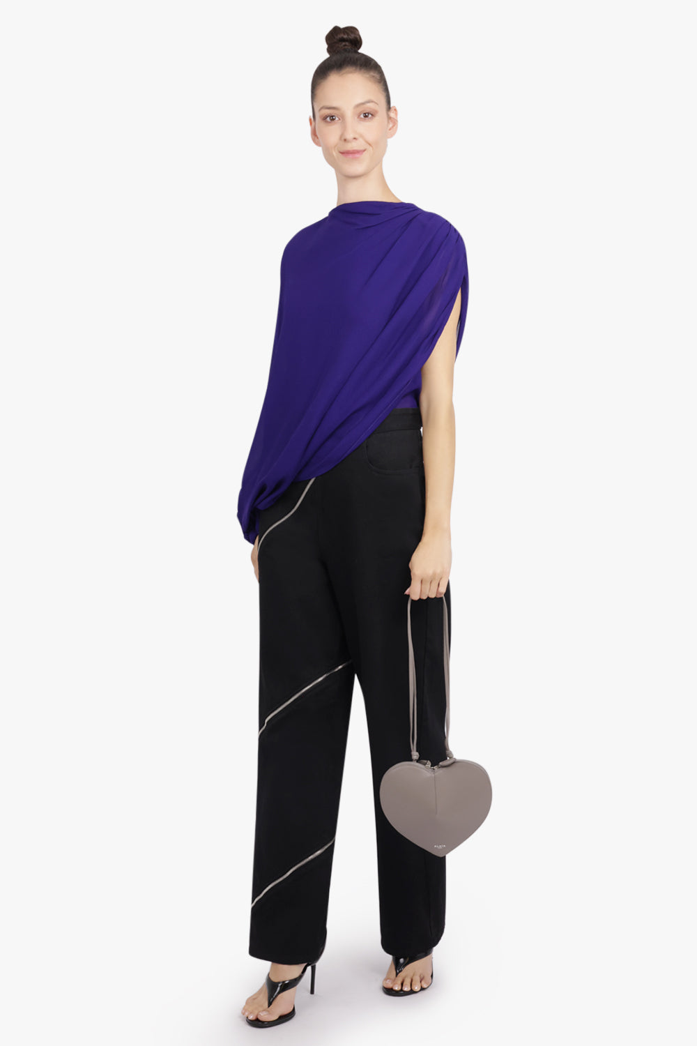 ALAIA RTW Asymmetric Drape Balloon Top | Purple