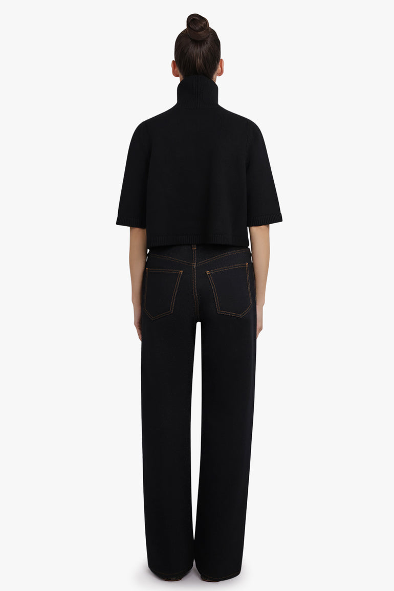 ALAIA RTW Stretch Belt Low-Waist Loose Denim Pants | Black
