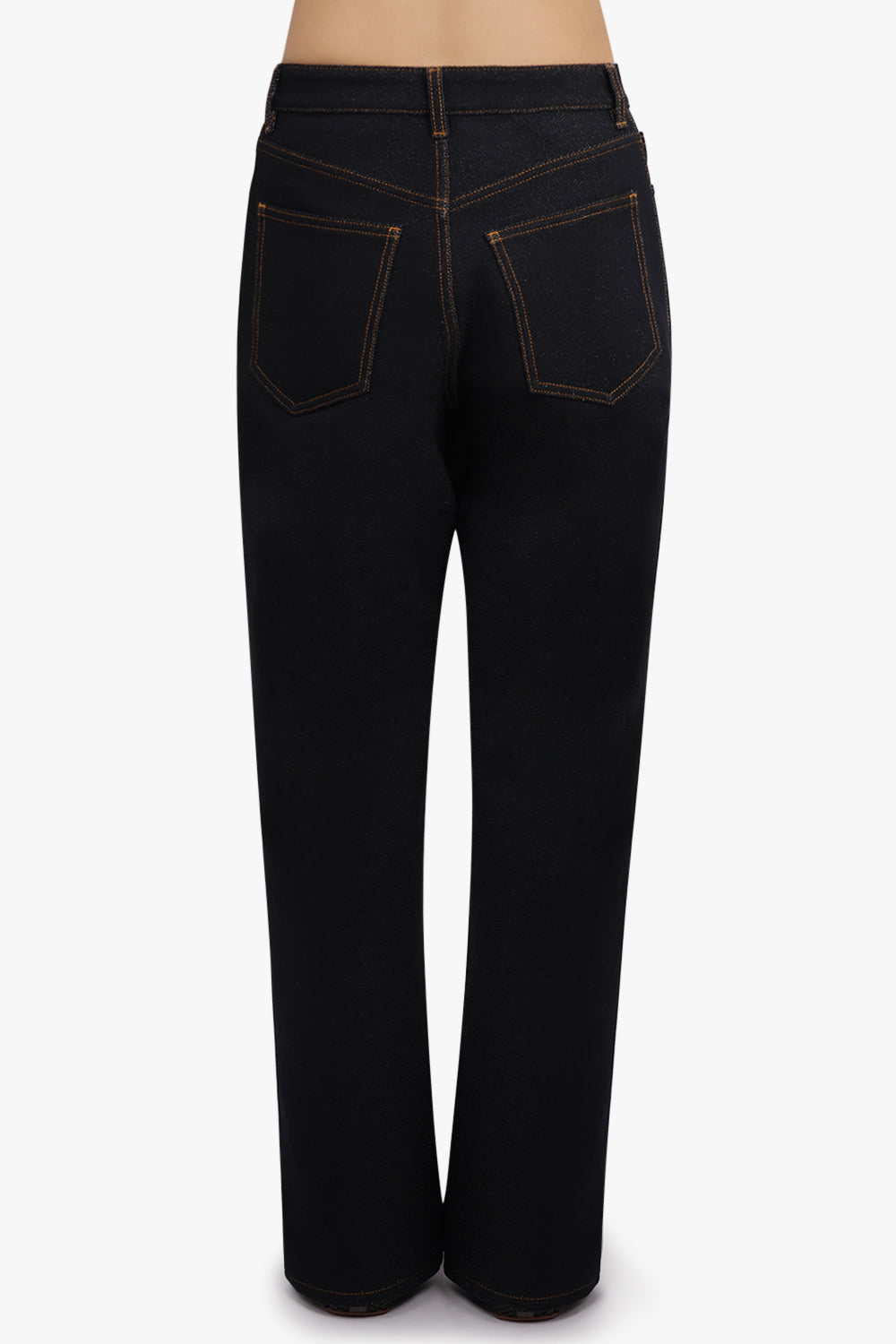 ALAIA RTW Stretch Belt Low-Waist Loose Denim Pants | Black