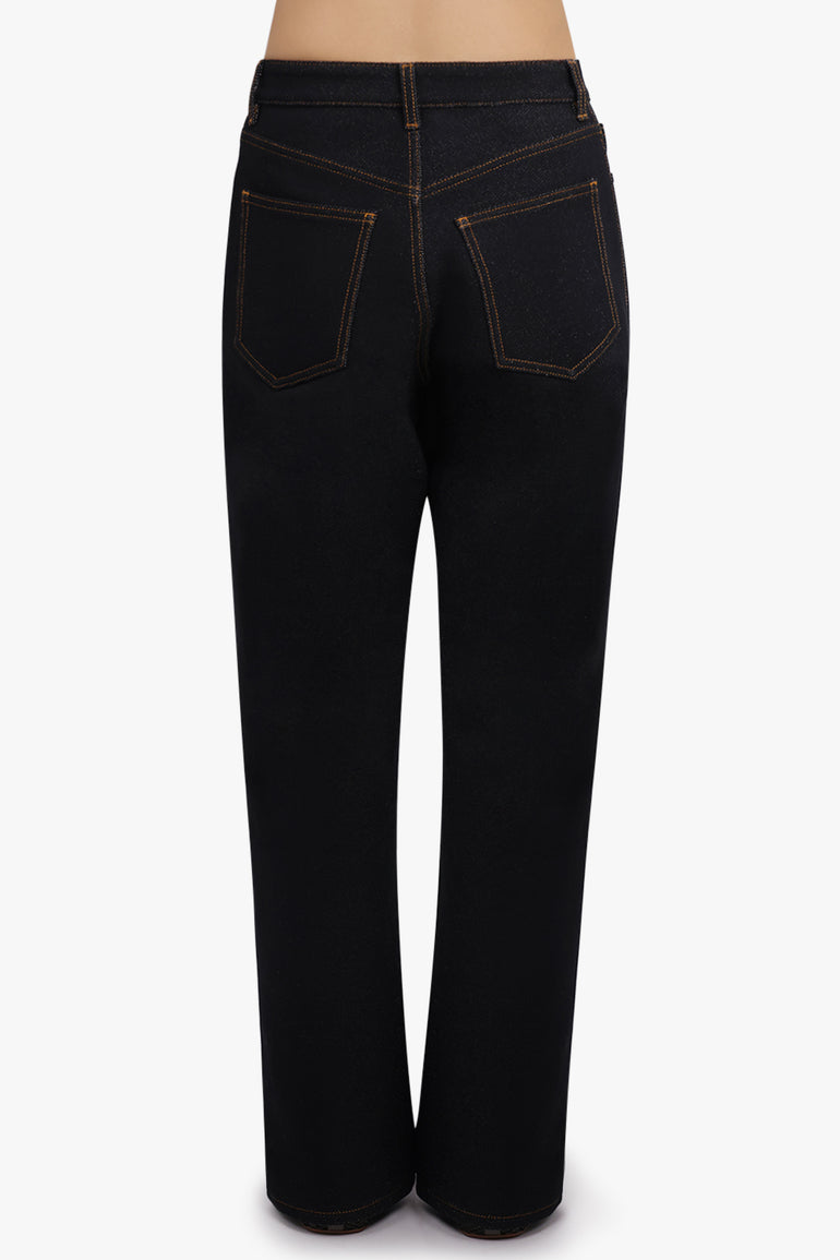 ALAIA RTW Stretch Belt Low-Waist Loose Denim Pants | Black