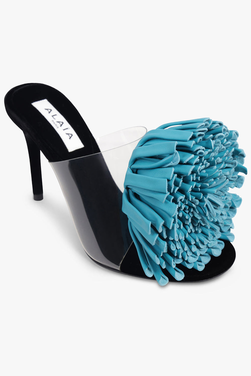 ALAIA SHOES Asymmetric Flower 90MM Heel | Turquoise