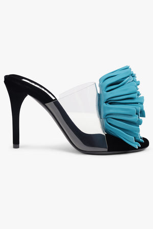 ALAIA SHOES Asymmetric Flower 90MM Heel | Turquoise