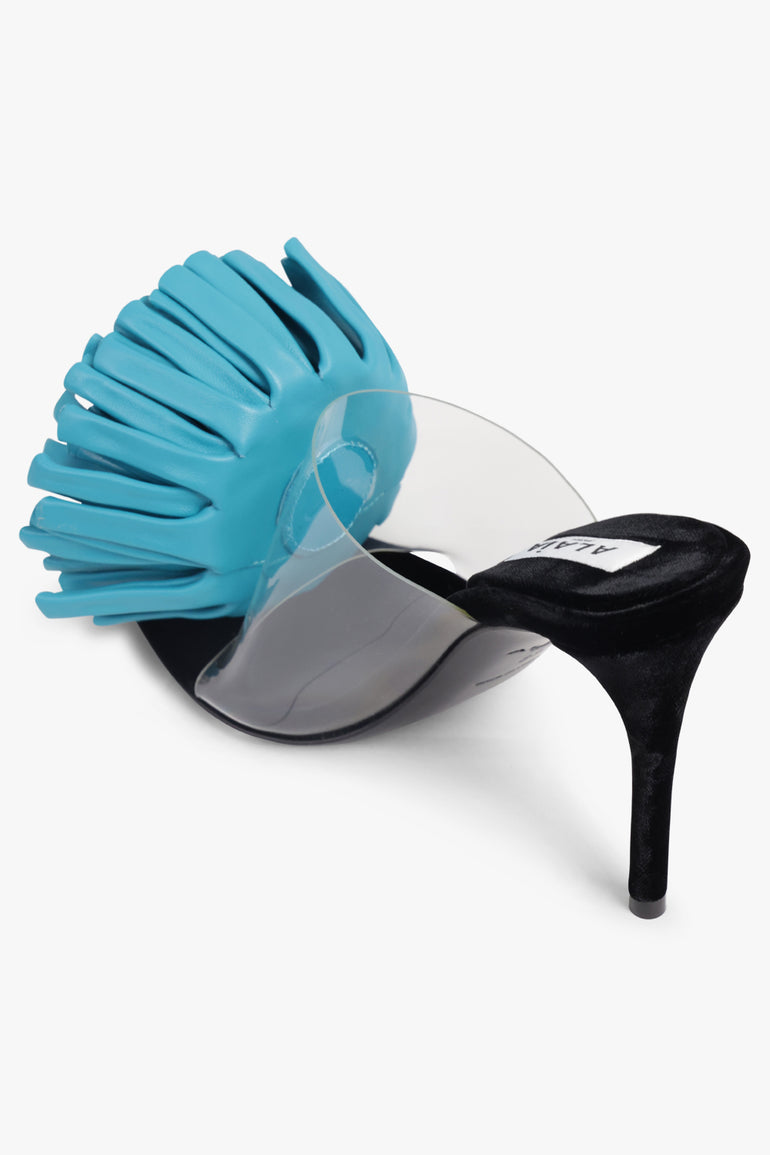 ALAIA SHOES Asymmetric Flower 90MM Heel | Turquoise