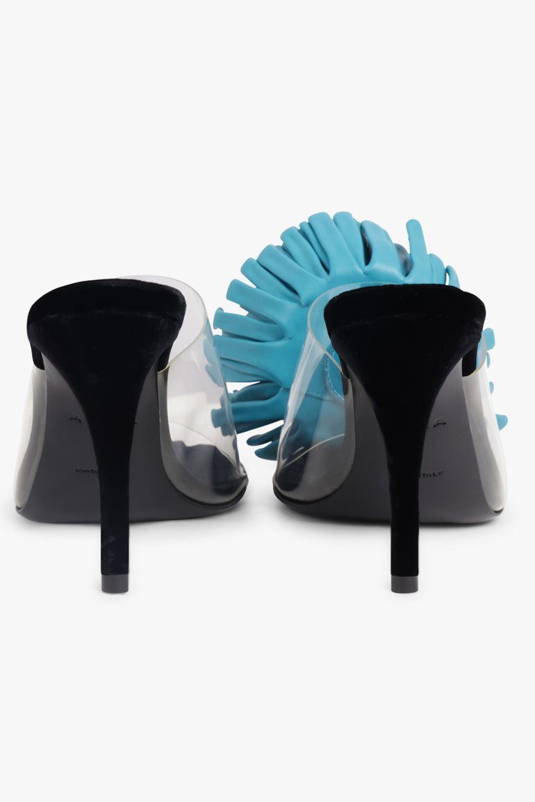 ALAIA SHOES Asymmetric Flower 90MM Heel | Turquoise