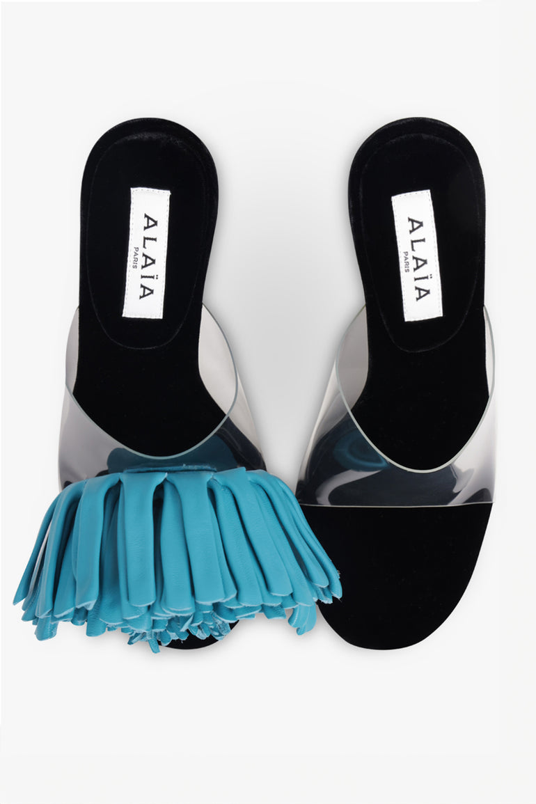 ALAIA SHOES Asymmetric Flower 90MM Heel | Turquoise