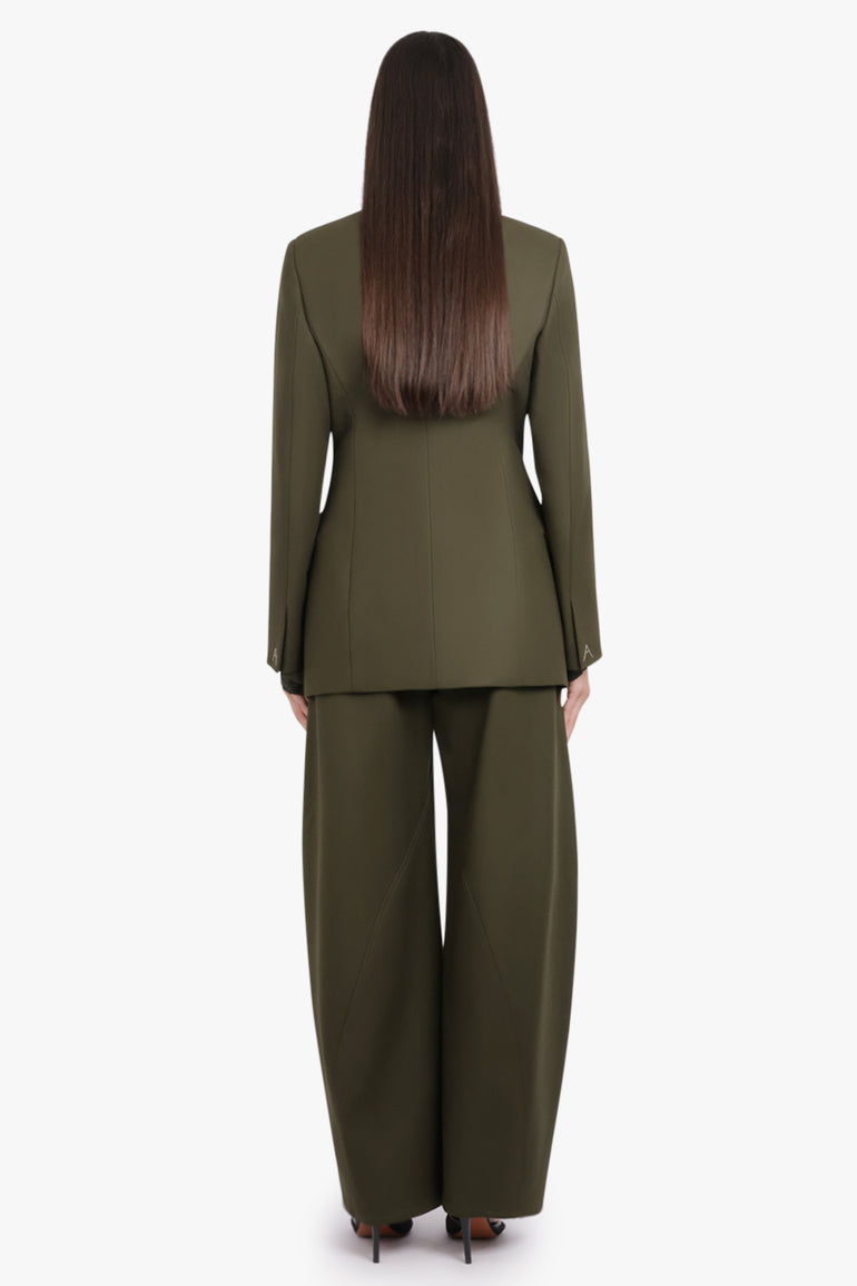 ALAIA RTW Twisted Curved Leg Pant | Olive Green