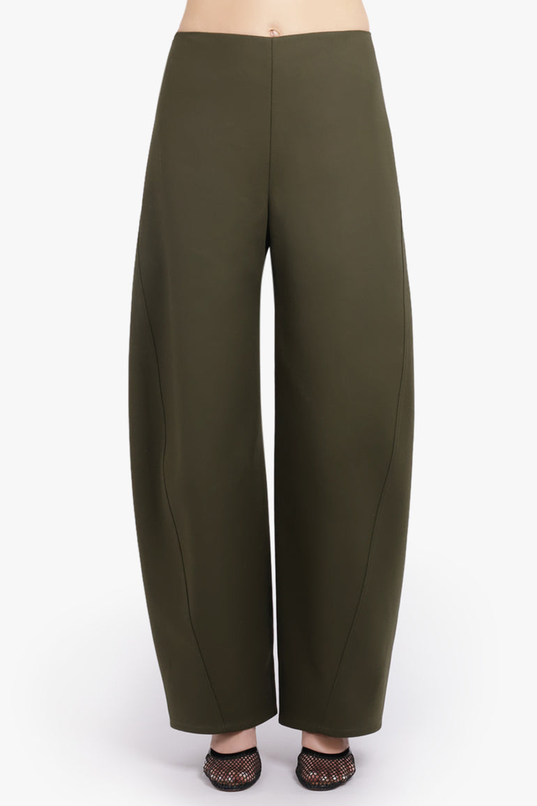 ALAIA RTW Twisted Curved Leg Pant | Olive Green