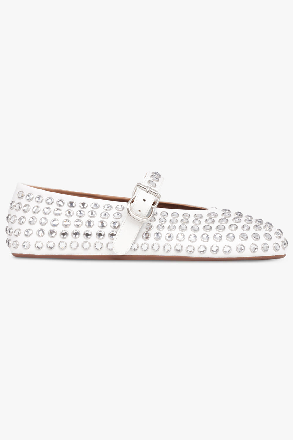 ALAIA SHOES Crystal Embellished Ballet Flat | White