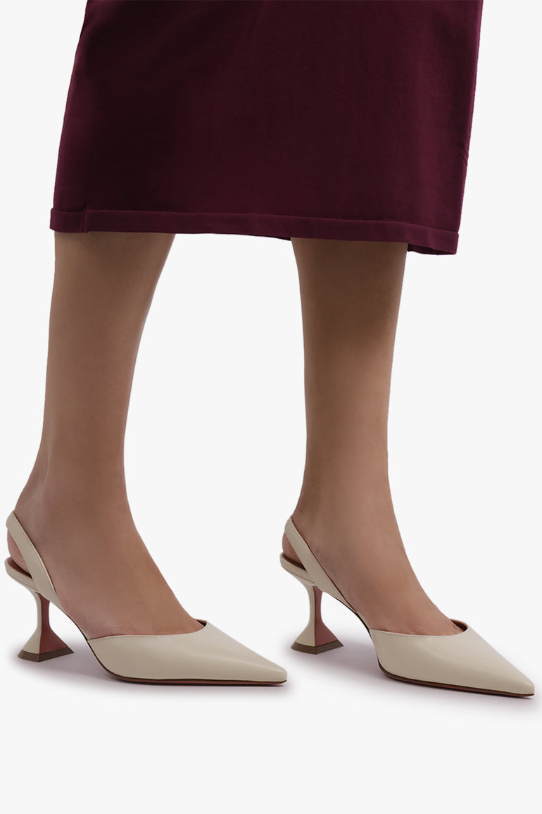 AMINA MUADDI SHOES Holli 70MM Slingback Heel | Almond