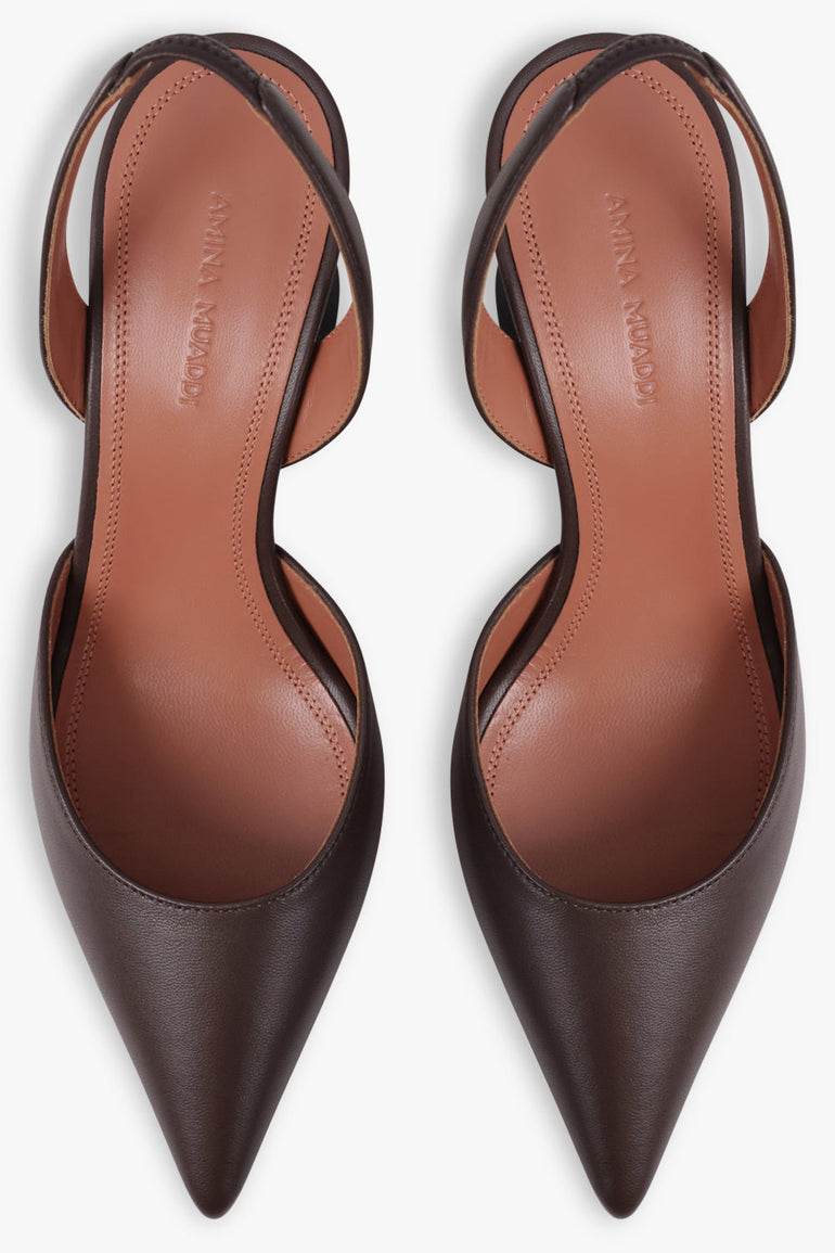 AMINA MUADDI SHOES Holli 70MM Slingback Heel | Coffee