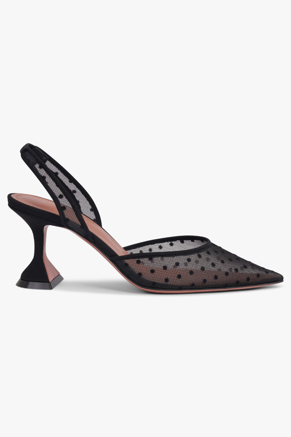 AMINA MUADDI SHOES Holli Polka Dot Lace 70MM Slingback Heel | Black