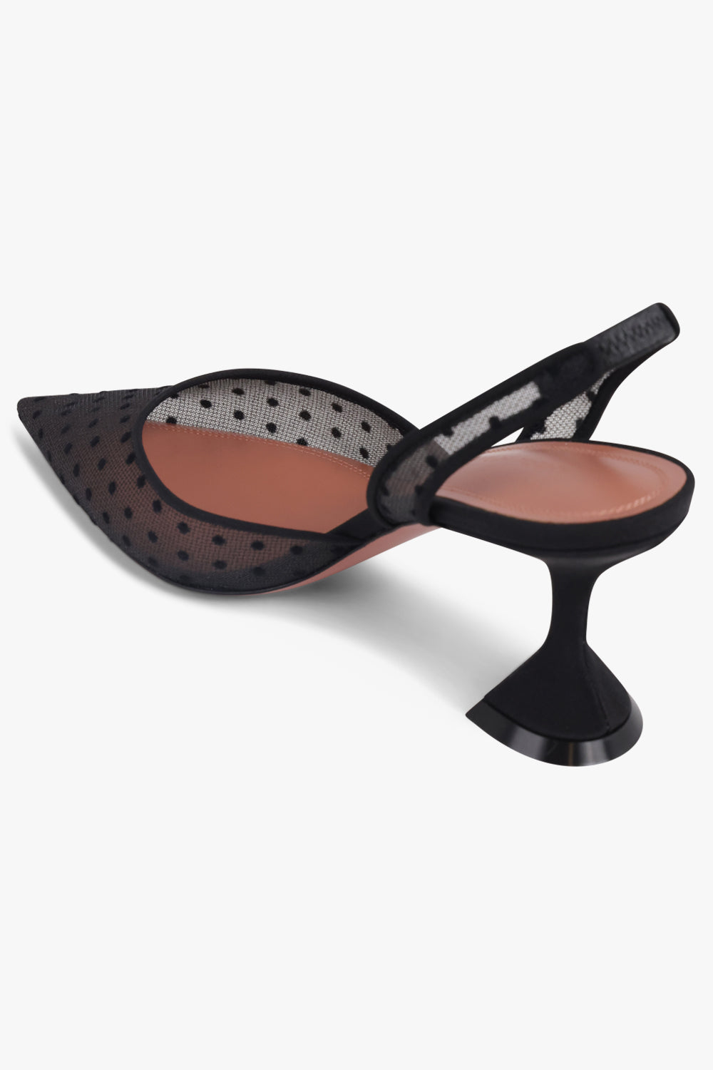 AMINA MUADDI SHOES Holli Polka Dot Lace 70MM Slingback Heel | Black