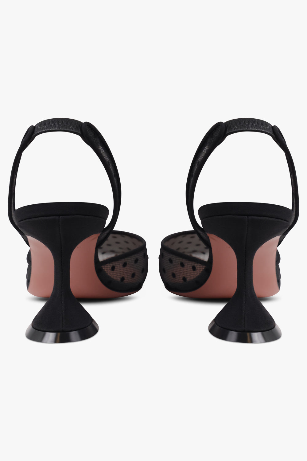 AMINA MUADDI SHOES Holli Polka Dot Lace 70MM Slingback Heel | Black