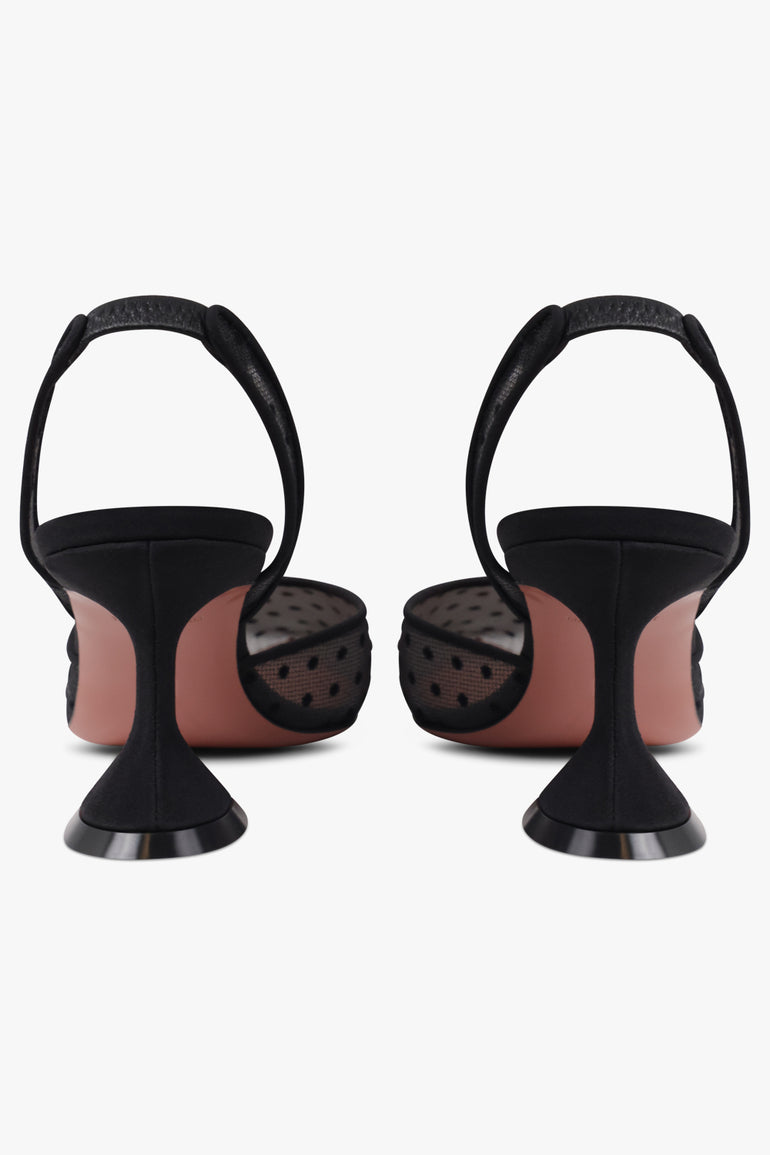 AMINA MUADDI SHOES Holli Polka Dot Lace 70MM Slingback Heel | Black