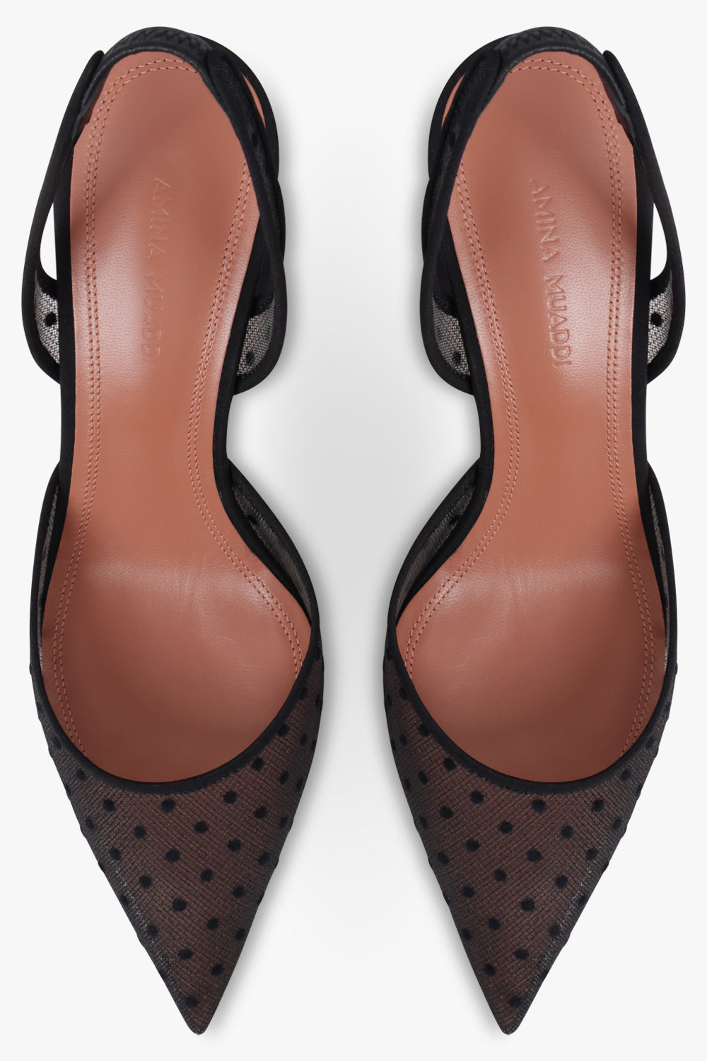 AMINA MUADDI SHOES Holli Polka Dot Lace 70MM Slingback Heel | Black