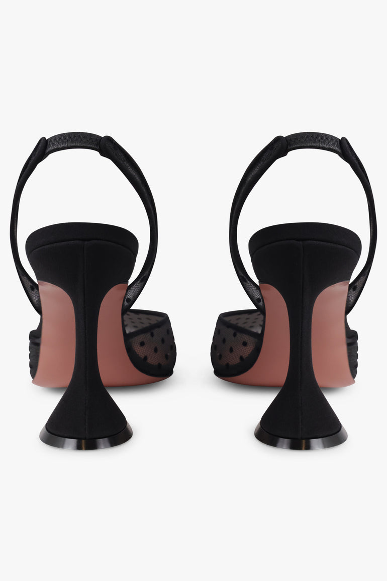 AMINA MUADDI SHOES Holli Polka Dot Lace 95MM Slingback Heel | Black