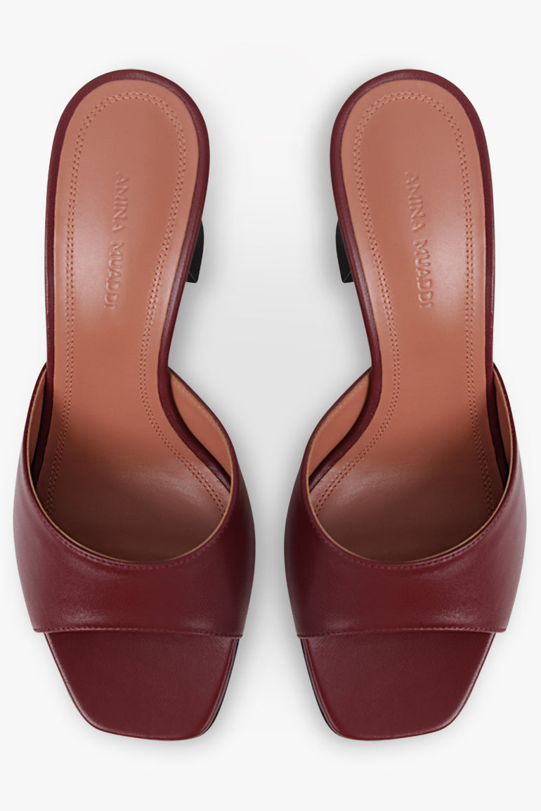 AMINA MUADDI SHOES Lupita 70MM Heel Slipper | Wine