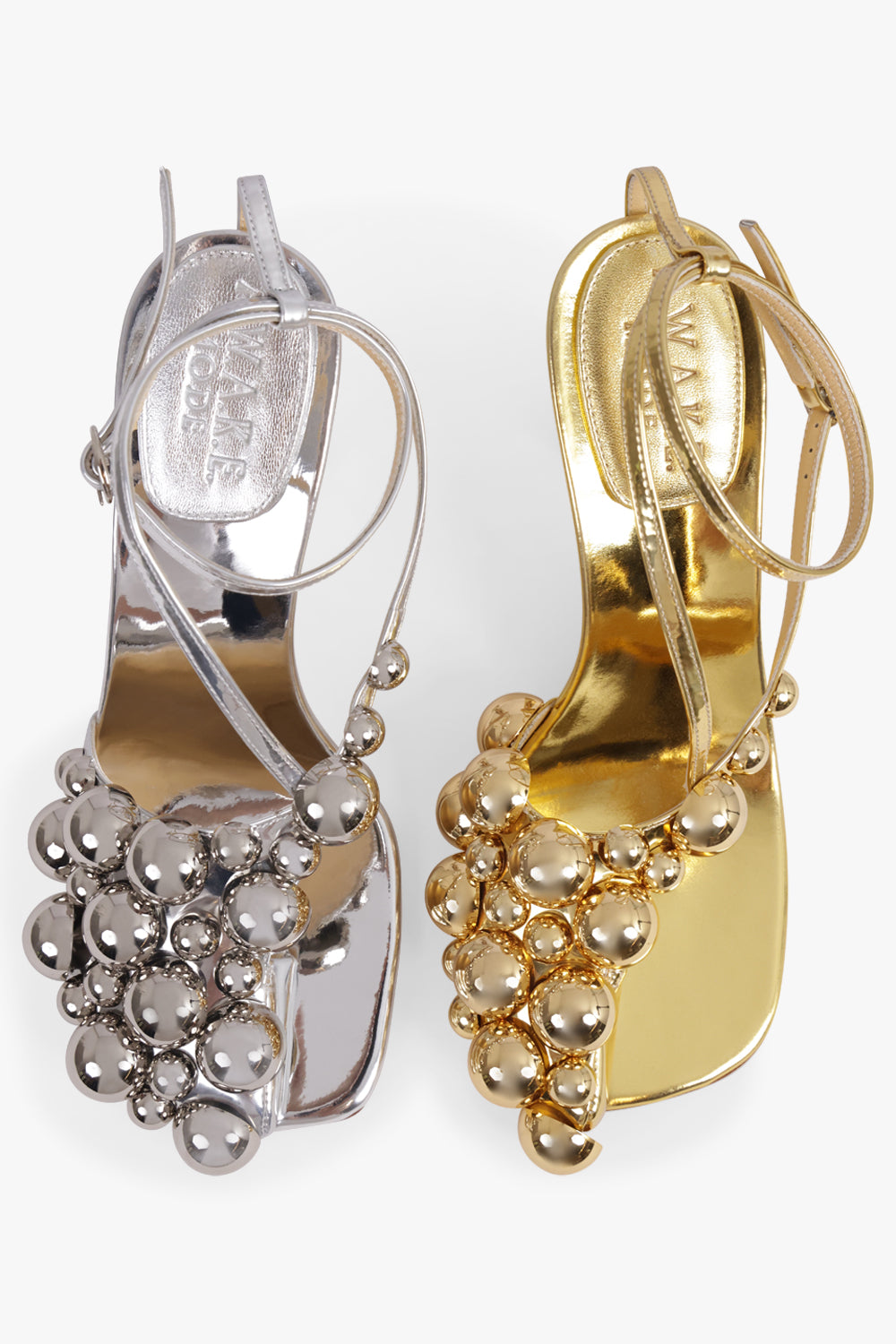 AWAKE MODE SHOES Mismatch Christine Stud 80 Heel | Silver/Gold