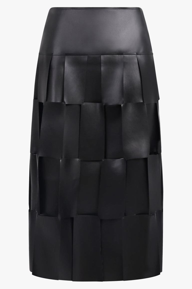 AWAKE MODE RTW Double-Layered Rectangle Midi Skirt | Black