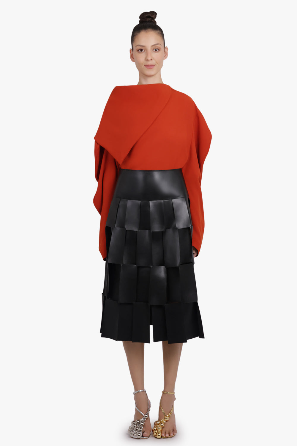 AWAKE MODE RTW Double-Layered Rectangle Midi Skirt | Black