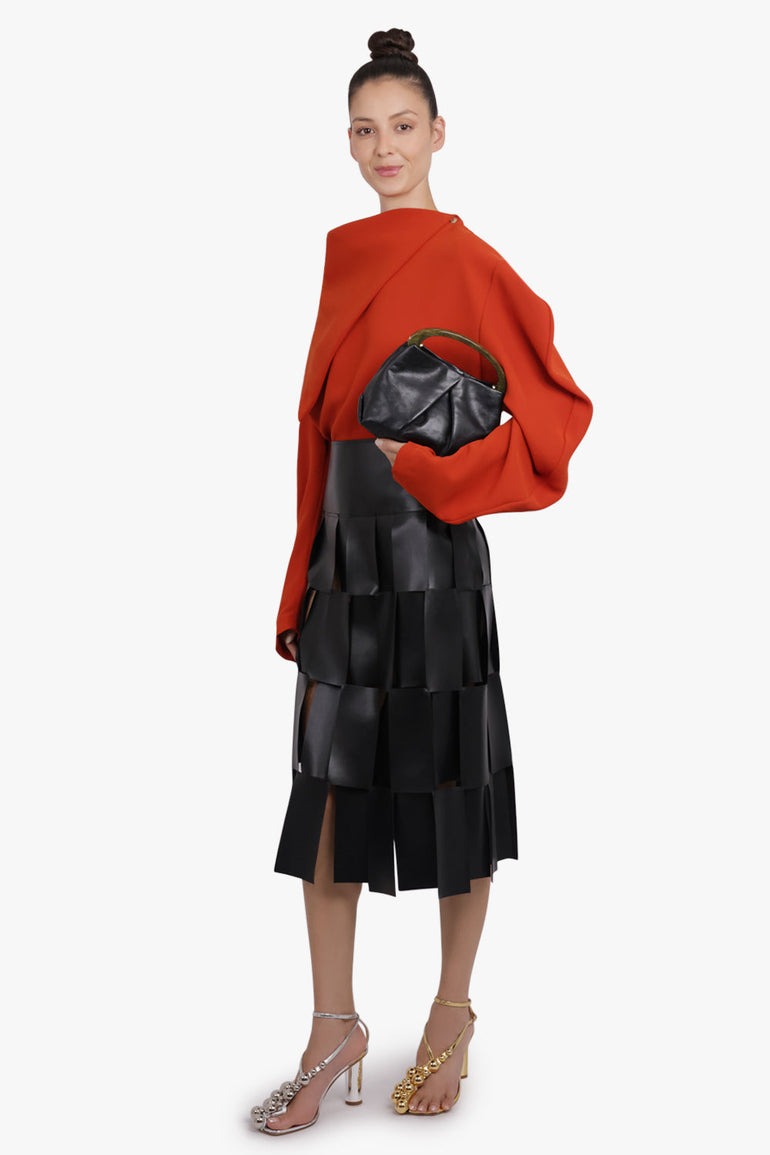 AWAKE MODE RTW Double-Layered Rectangle Midi Skirt | Black